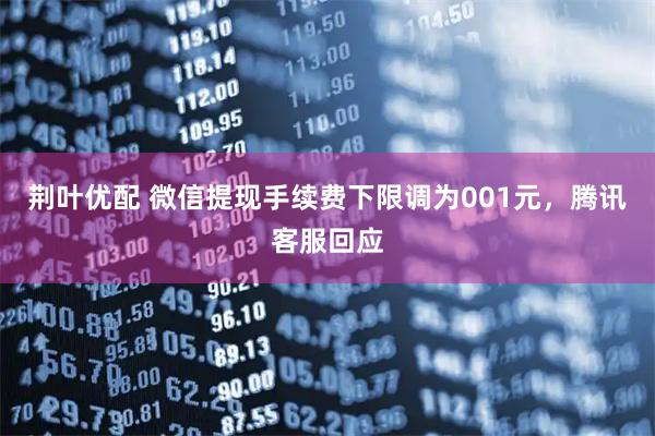 荆叶优配 微信提现手续费下限调为001元,腾讯客服回应